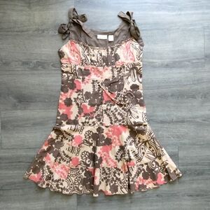 DKNY Jeans Brown Floral Cotton Sundress Women's Size 6P Boho Sleeveless